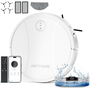 PrettyCare 스마트 물걸레 로봇청소기 흰색, C2