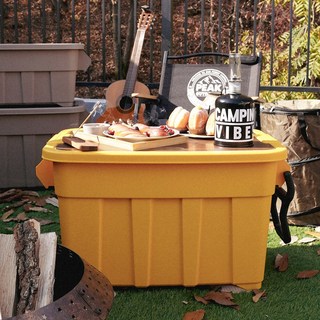 캠핑바이브스 멀티카고박스 75L 풀세트 구성 캠핑박스 토트박스, 75 옐로우, 1개, 1단, 블랙스티커, 블랙 우드