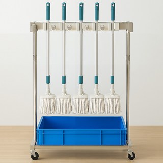 파파스 청소도구함 대걸레 걸이 청소함 이동식 거치대 공장 사무실 밀대 보관함, 청소도구함(5홀더 6후크), 1개