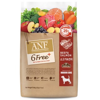 ANF 전연령 독 식스프리 플러스 레드 건식사료, 소고기+연어, 6kg, 1개