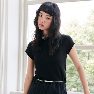 언에스온 여성 텐셀 울 라운드넥 반팔 티셔츠