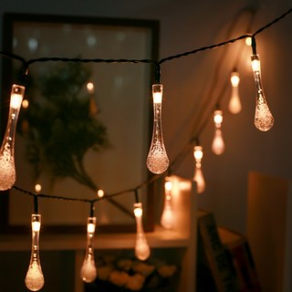 태양광 LED 100구 물방울 가랜드 전구(12m/웜색) 루푸탑조명 캠핑줄조명, 웜색