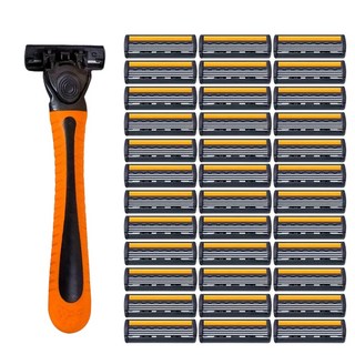 수동 안전 면도날 제모 교체 면도기 헤드, 1개, 6. 1 handle 36 blades