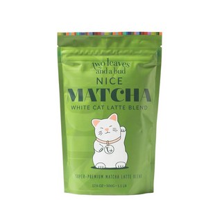 잎 두 개와 버드 나이스 말차 라떼 블렌드 36인분 일본 말차 녹차 가루 리셀링 가능한 봉지 1개 1.1파운드 500g, 500 Grams