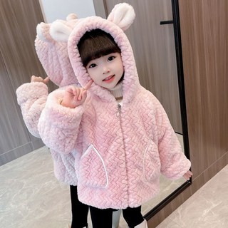 JS2238 여아 키즈 주니어 겨울 고퀄 후리스 뽀글이 털안감 후드 곰돌이 집업 경량 방한 무스탕 점퍼 잠바 재킷 코트 아동복