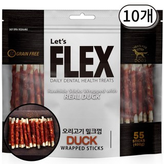플렉스 반려견간식 밀크껌 400g, 오리고기맛, 10개