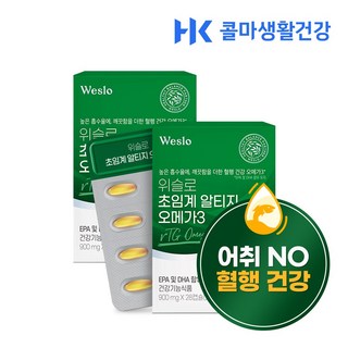 콜마생활건강 위슬로 초임계 rtg 오메가3 혈행건강 비타민E 장용성 DHA 900mg, 56회분, 2박스