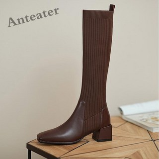 [Anteater]여자 스판 니트 양말 부츠 슬림핏 부츠 통굽 부츠 봄가을 ru523ZO1