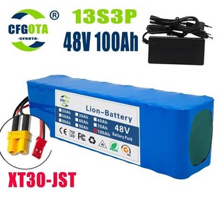 전기 자전거 스쿠터 바이크용 리튬 이온 배터리팩 13S3P 48V 100000mAh 100Ah 1000W BMS 54.6V, [07] XT30-JST, 1개