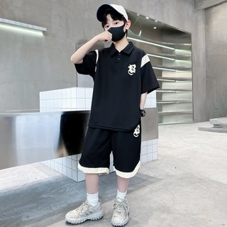 Tooliva 주니어 남아 여름 반팔티 반바지 상하복 세트 캐쥬얼 데일리 오버핏 카라 통기성 루즈핏