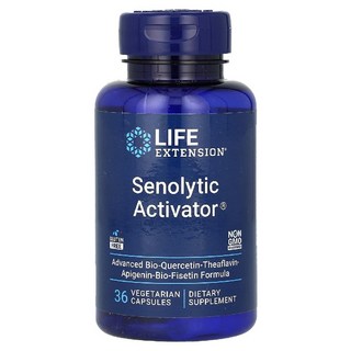 Life Extension Senolytic Activator 테아플라빈 275mg Bio-Quercetin 파이토솜 74mg 아피제닌 50mg 베지 캡슐 36정, 1개