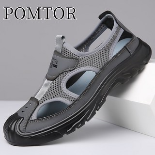 POMTOR 남성용 편안한 패션 워터프루프 비치 샌들 슬리퍼