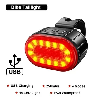 자전거 전면 후면 LED 라이트 세트 USB 충전 사이클링 헤드 미등 6/24 램프 비드 방수 알루미늄 합금 스포, 02 Rear Light