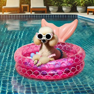 미스터댕댕 수영장 물놀이 애견 강아지 튜브 핑크인어, 1개, 핑크