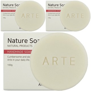 아르떼 천연 유황비누 수제 세안 세수 비누, 100g, 3개