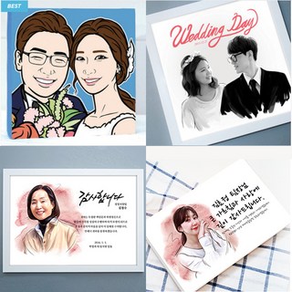 [초상화] 팝아트 초상화 그림 주문제작 캐리커쳐 선물 웨딩 돌 퇴임 사은회 인테리어 커플 어버이날 납골당액자 영정사진, 2인, 수묵화 초상화