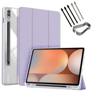 갤럭시탭S10 플러스 울트라 클리어 투명 북커버 케이스 S펜슬 수납 S10+ Ultra 삼성 케이스나라, 라벤더, 1개