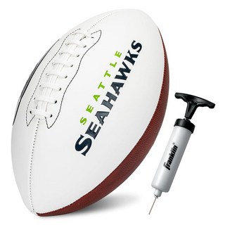 Franklin Sports NFL 시카고 베어스 사인 풋볼 - 공식 사이즈 화이트 패널 기념품 미식축구 + 시그니처 팀 팬숍 축구 전시용, 시애틀 시호크스, 1개