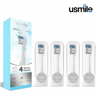 Usmile 유스마일 전동칫솔 전용 스마트 프로페셔널 클린 리필 칫솔모, 4개