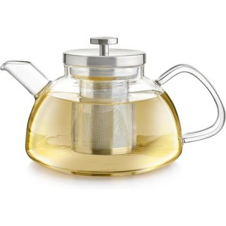 Teabloom 밸런스 보로실리케이트 유리 티 주전자 및 티포트 – 가스레인지 사용 가능 40온스 뜨거운 차와 아이스 티를 위한 딥 루스 인퓨저 우아하고 다용도 디자인의 차 애