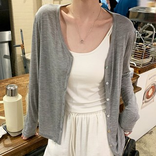 네루양품 피부에 부드러운 텐셀 가디건 브이넥 여성용 얇은 여름가디건 아우터