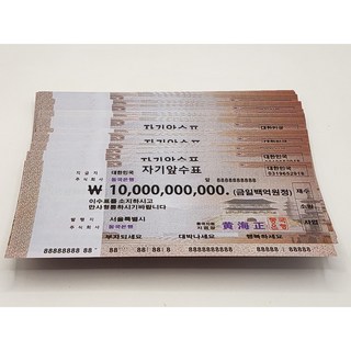 백련 1000억수표 집들이 선물 개업선물, 100억수표 10장