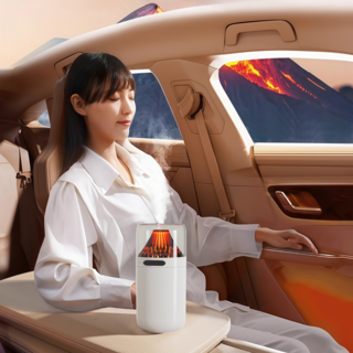 가정용 차량용 화산 무선 가습기 수분 C타입 디스플레이 미니 휴대용 충전식, 흰색