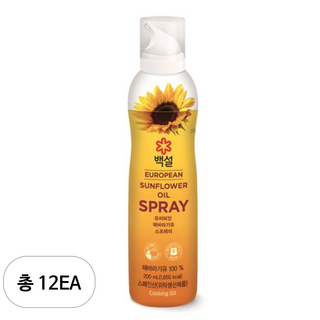 백설 유러피안 해바라기유 스프레이, CJ 제일제당 백설 유러피안 해바라기유 스프레이 200, 200ml, 12개