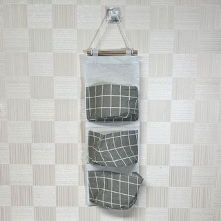 [다옴하우스] 북유럽 3단 다용도 벽걸이 포켓 소품 영수증 주머니 수납 정리함 그레이 상품 이미지