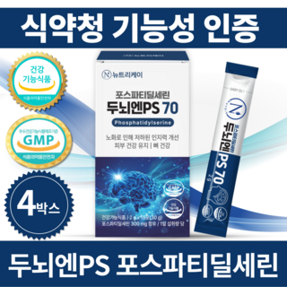 뉴트리케이 두뇌엔 PS70 인지력 포스파티딜세린 분말 식약청인증, 4박스, 30g 대표 이미지 - 뇌영양제 추천