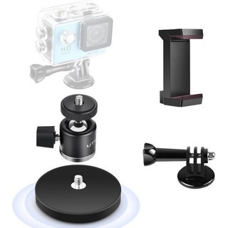 UTEBIT 마그네틱 카메라 마운트 베이스 스탠드 키트 66mm 1/4 나사 미니 볼 헤드가 있는 자석 삼각대 고프로 어댑터 Insta360 액션 카메라용 폰 홀더 휴대, 66MM Magnetic Base, 1개