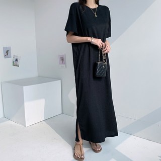 나잇벨라 반팔 루즈핏 캐주얼 주름 메리 플리츠 롱원피스