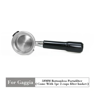 GAGGIA 필터 바구니 교체 용 에스프레소 머신 바리 스타 액세서리 커피 도구 58MM Bottomless Portafilter, 18 Stainless Steel