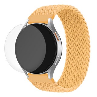 스페이스쉴드 갤럭시워치7 6 5 4 44mm 호환 브레이드 솔로루프 나일론 스트랩 밴드 25color 필름 1매 증정, 버터옐로우, S