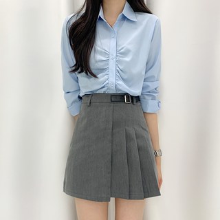 티데일리 여성용 셔링 셔츠 블라우스