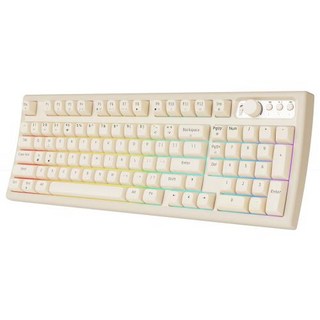 EWEADN V97 귀여운 크리미 키보드 블루투스2.4GHz 게이밍 키보드 무선 RGB 백라이트 저소음 충전식 PC 게이머용, 2)White