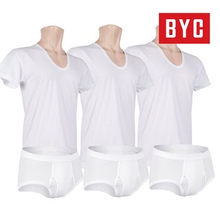 BYC 면100 반팔런닝+삼각팬티 3매 5매 세트