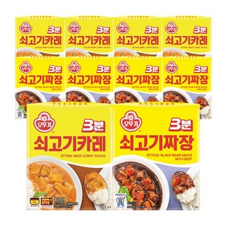 오뚜기 3분 쇠고기카레 200g x 5p + 쇠고기짜장 200g x 5p, 1세트