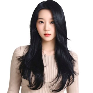 글로프 레이어드컷 C컬 자연스러운 붙임머리, 1개, 네추럴 블랙 45cm