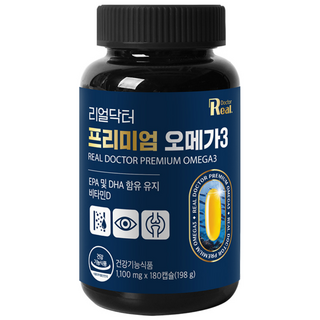 리얼닥터 프리미엄 오메가3 180캡슐 (6개월분) / 대용량 혈행개선 눈건강 뼈건강 DSM 비타민D EPA DHA, 180정, 1개
