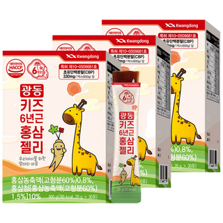 광동 6년근 키즈홍삼젤리 /홍삼농축액 6년근홍삼, 600g, 3개