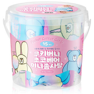쿠키버니 초코베어 미니솜사탕 (4g x15입) 어린이날 과자선물 구디백 간식꾸러미 단체 선물 답례품, 1개, 60g