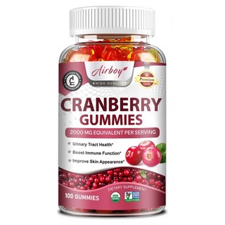 크랜베리 구미 2000mg - 글루텐 프리 알레르겐 프리 영양 풍부 비건, 1개, 60정