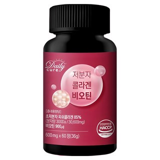 저분자 콜라겐펩타이드 식약청인증 비오틴 300달톤 HACCP 데일리큐어, 3개, 60정
