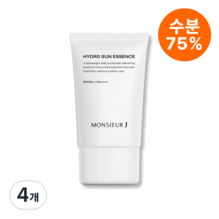 [무슈제이 본사] 무슈제이 하이드로 수분 선 에센스 남자 저자극 민감성 선크림 50ml, 4개