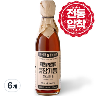 시장쏙 전통압착 참기름, 300ml, 6개