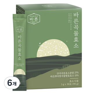 바른 국내산 저분자 발효 곡물효소, 90g, 6박스