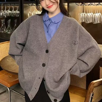 아미 빅하트 로고 가디건 AMI DE COEUR CARDIGAN BFUKC002-추천-상품