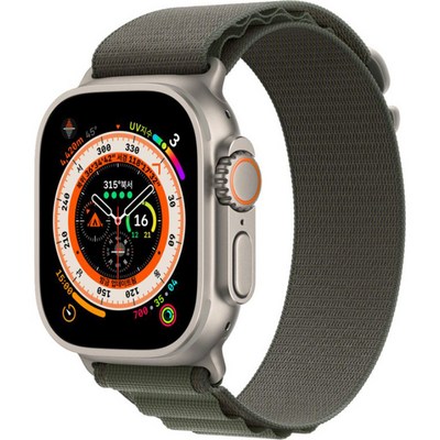 Apple 애플워치 Ultra 알파인 루프 49mm GPS+Cellular 티타늄 케이스, 그린 Medium