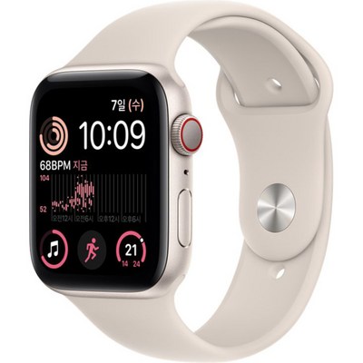 Apple 2022 애플워치 SE 2세대 알루미늄 케이스, 44mm, GPS+Cellular, 스타라이트 / 스타라이트 스포츠 밴드